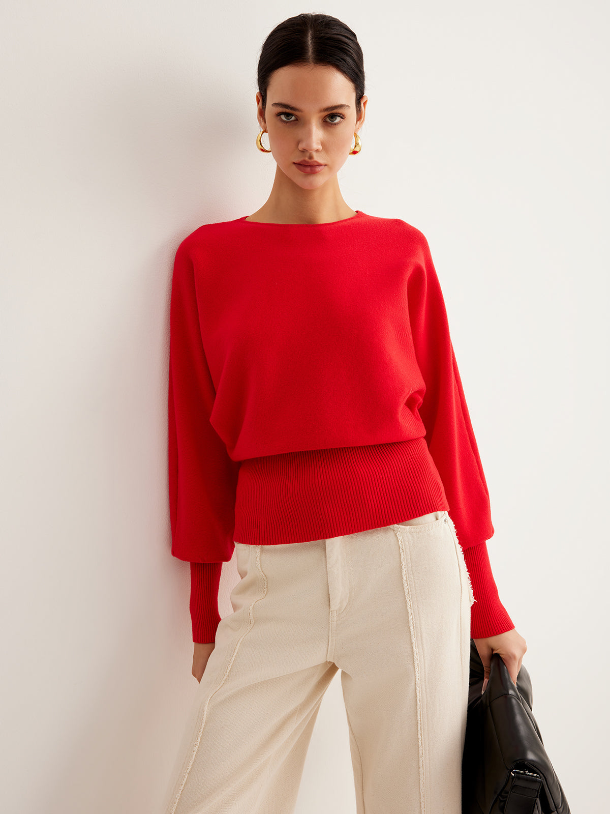 Leg-Of Mutton Cinched Sweater-Chicvia