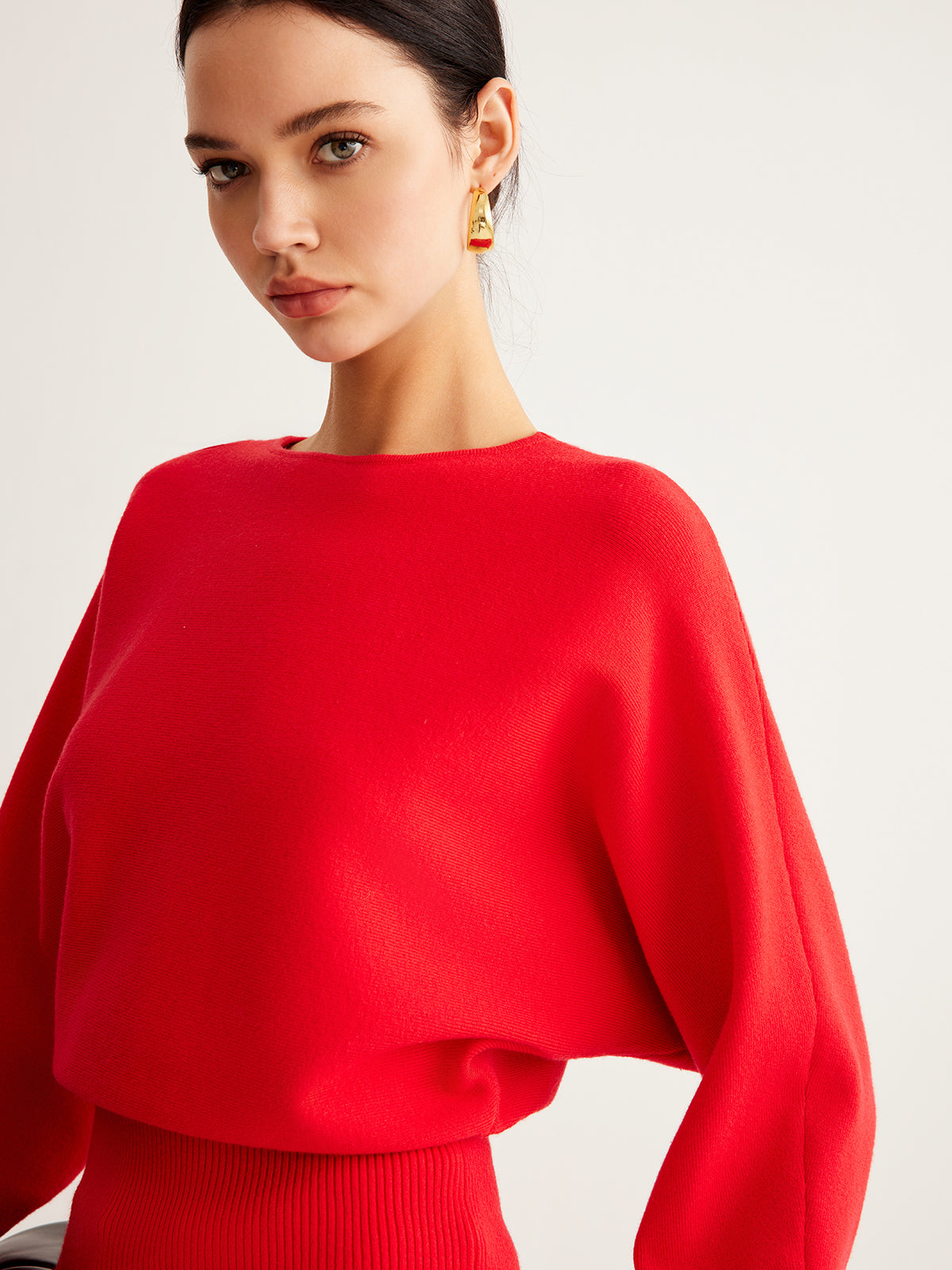 Leg-Of Mutton Cinched Sweater-Chicvia