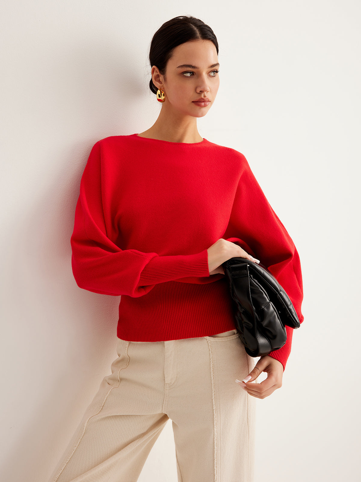 Leg-Of Mutton Cinched Sweater-Chicvia