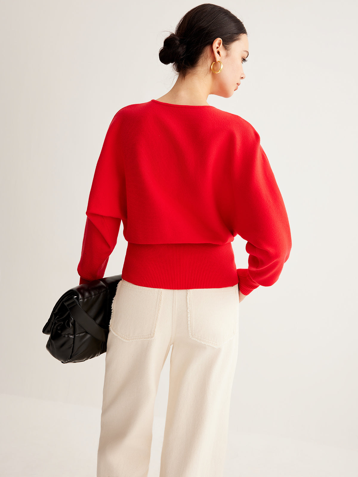 Leg-Of Mutton Cinched Sweater-Chicvia