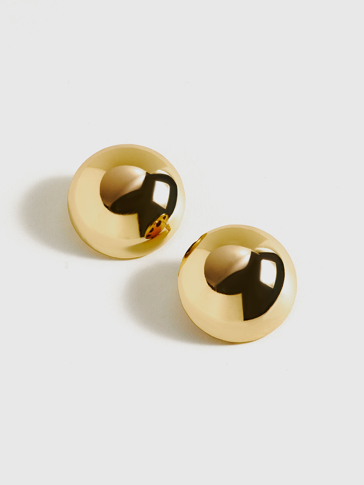Glossy Half-Ball Stud Earrings-Chicvia