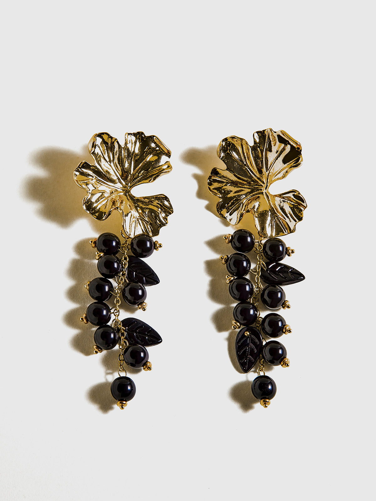 Metal Flower Ball Beaded Tassel Earrings-Chicvia