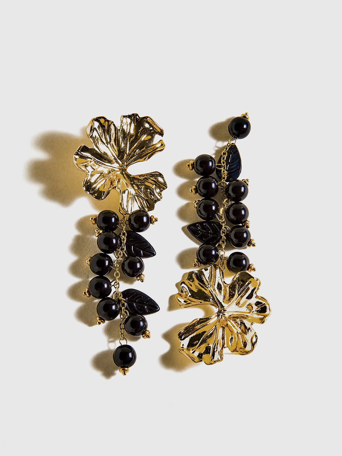 Metal Flower Ball Beaded Tassel Earrings-Chicvia