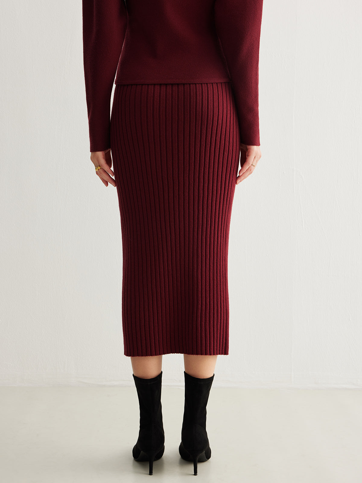 Minimalist Ribbed Sweater Skirt-Chicvia