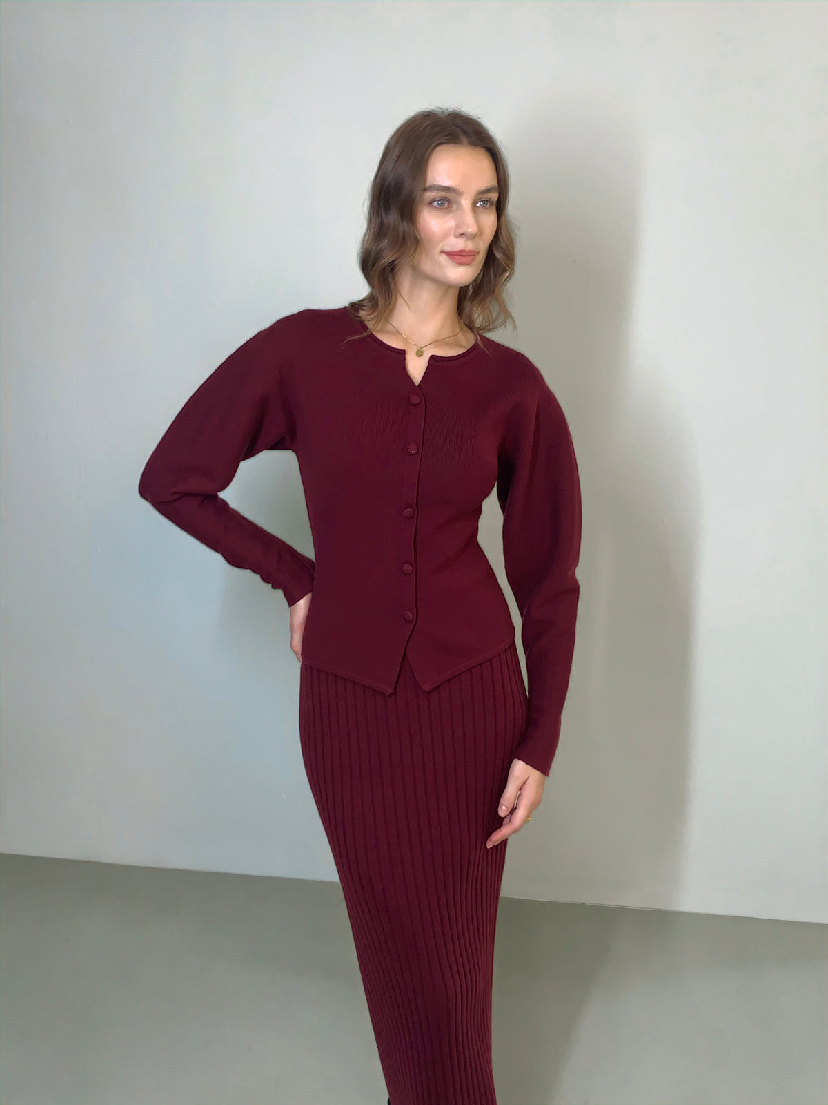 Minimalist Ribbed Sweater Skirt-Chicvia