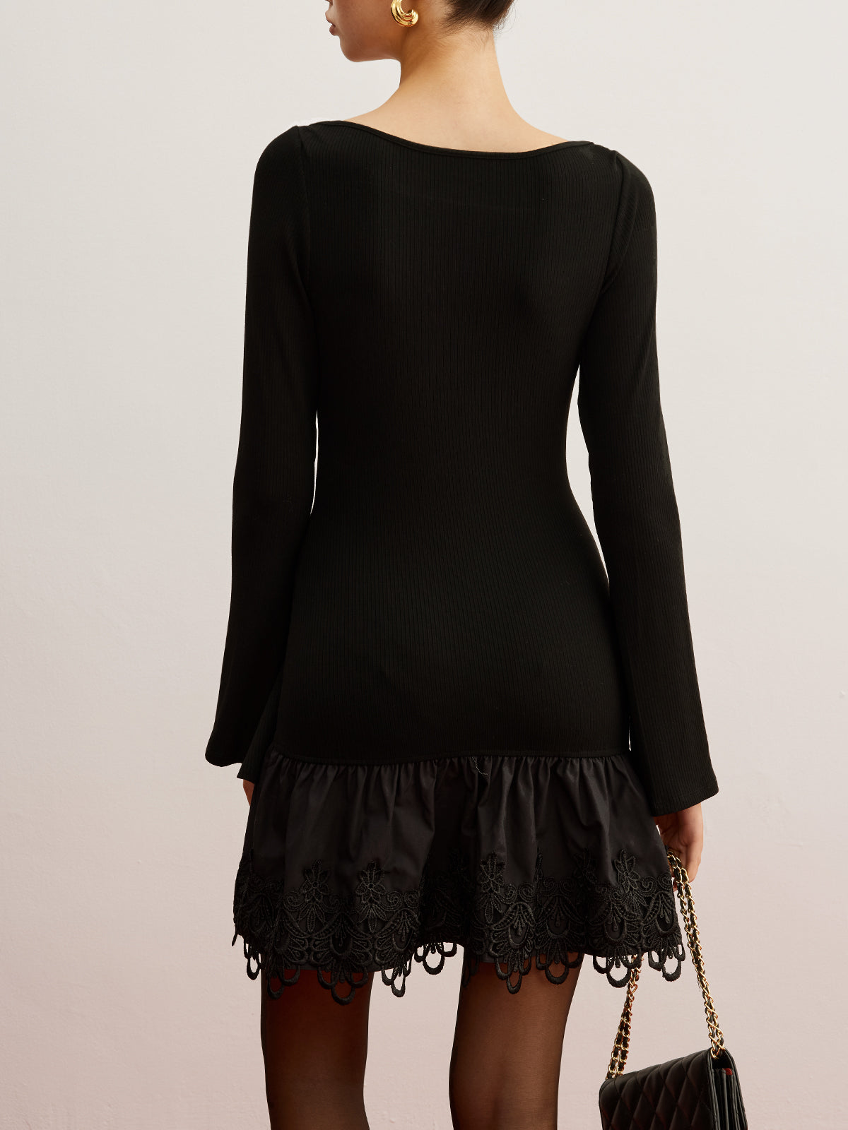 Cutout Panel Jersey Dress-Chicvia