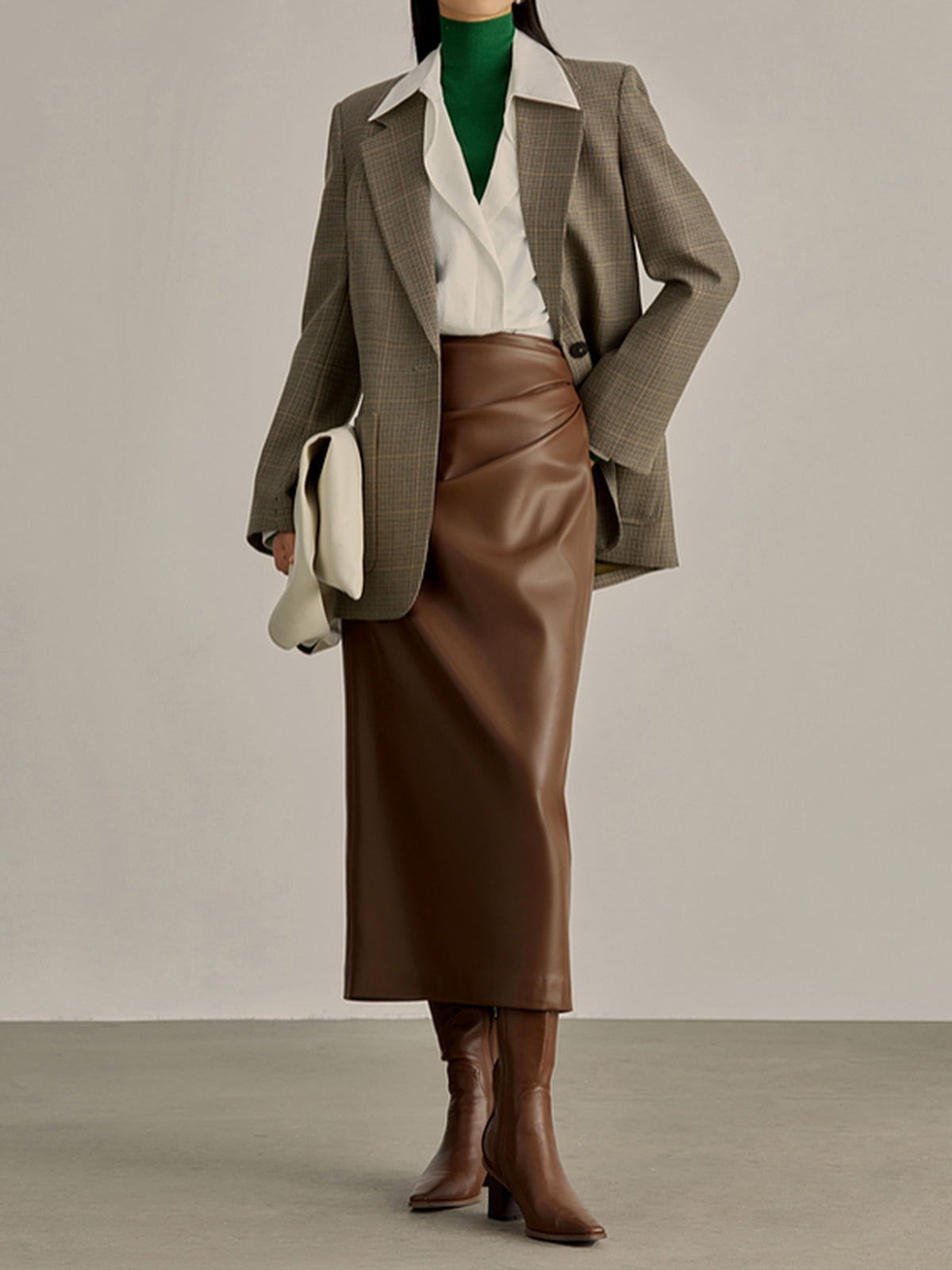 Minimalist PU Leather Skirt-Chicvia