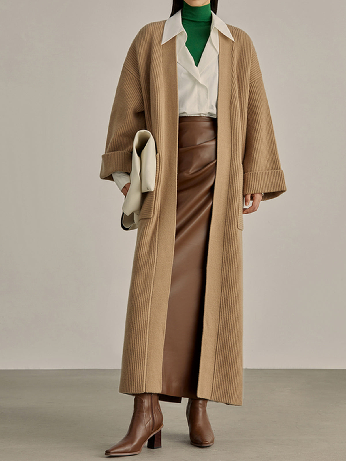 Minimalist PU Leather Skirt-Chicvia