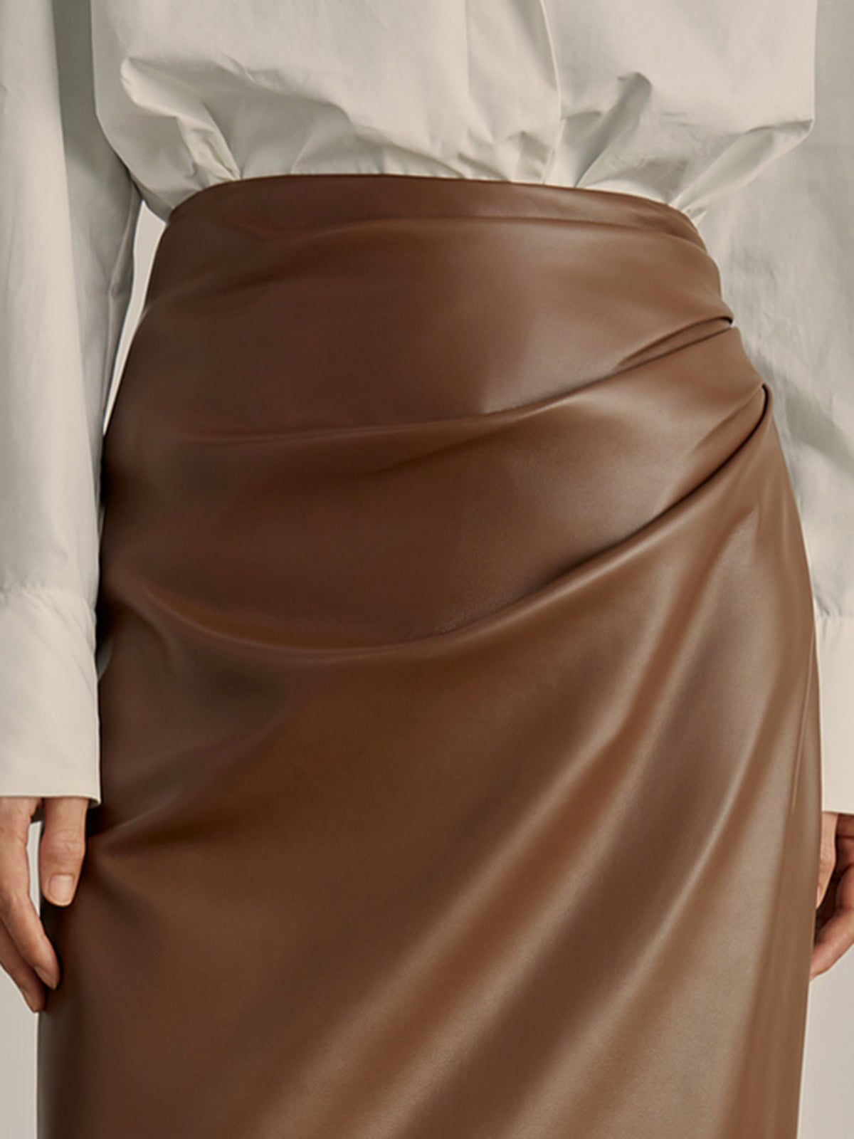 Minimalist PU Leather Skirt-Chicvia