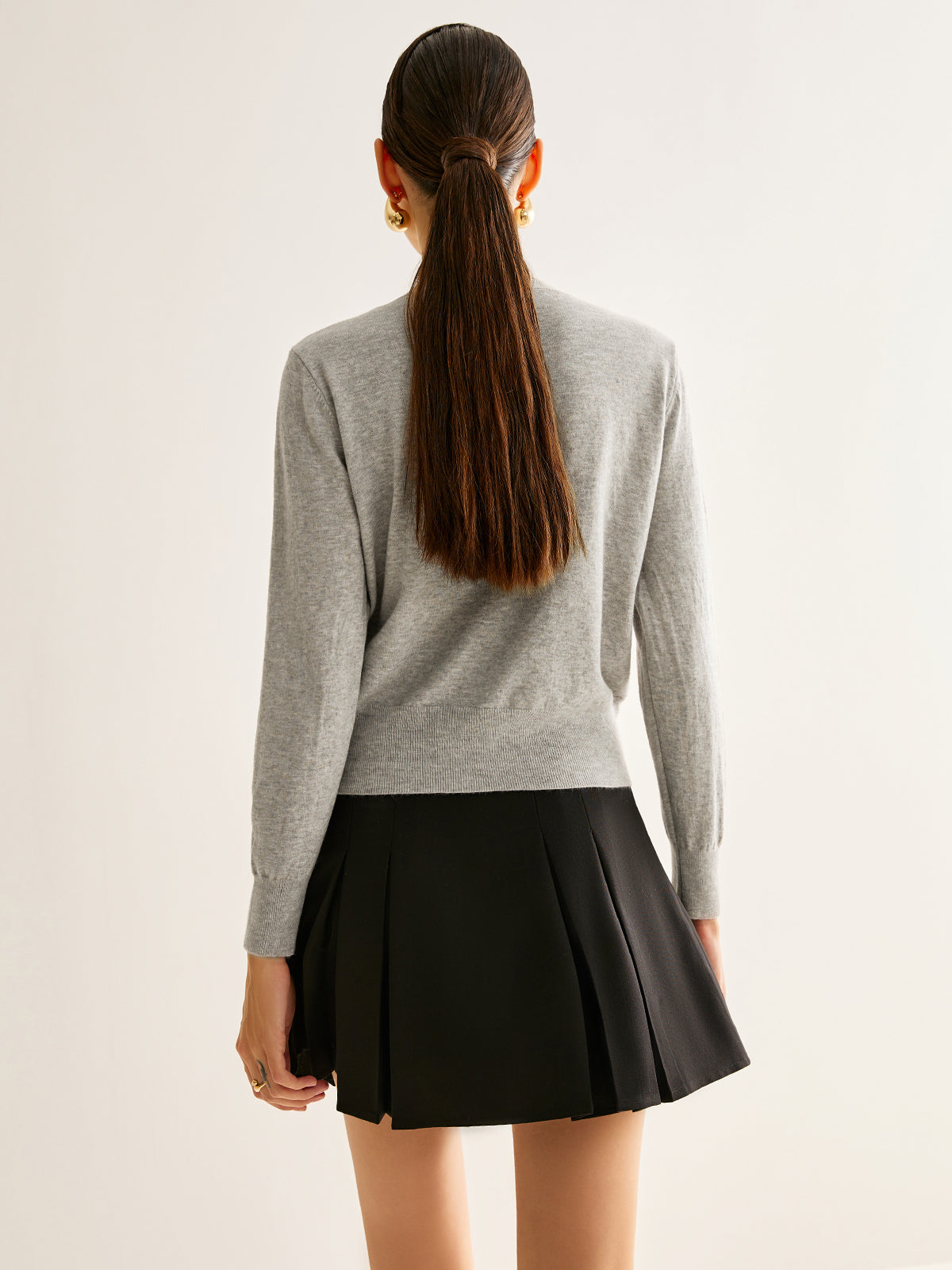 Button Down Slit Jersey Cardigan-Chicvia