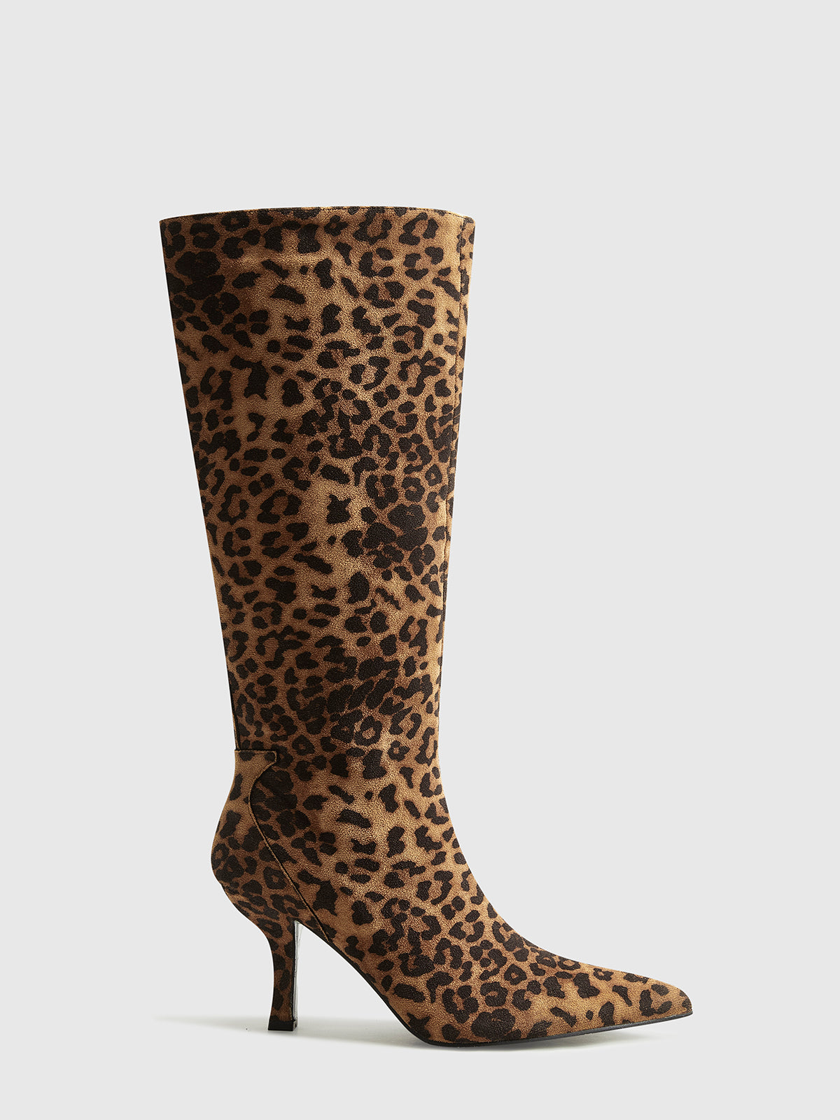 Leopard Printed Knee-High Zipper Boots-Chicvia