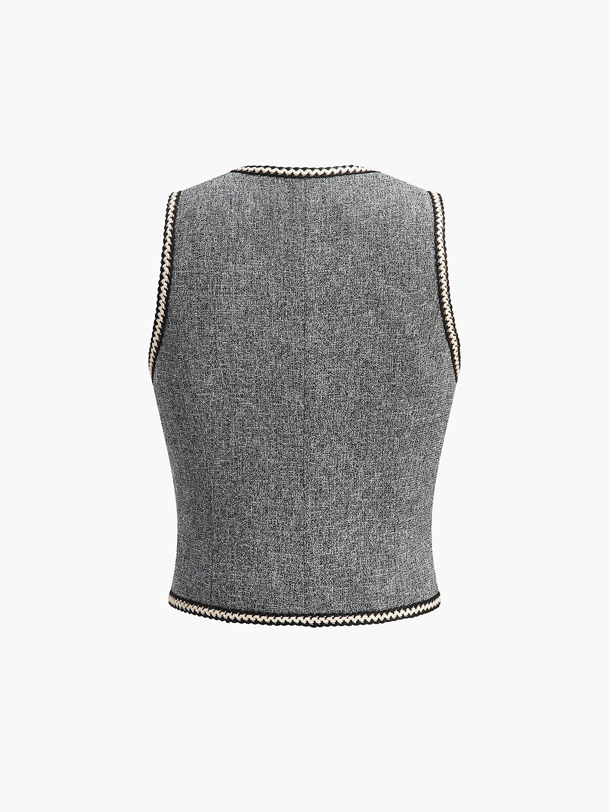 Pearl Button Split Crop Vest-Chicvia