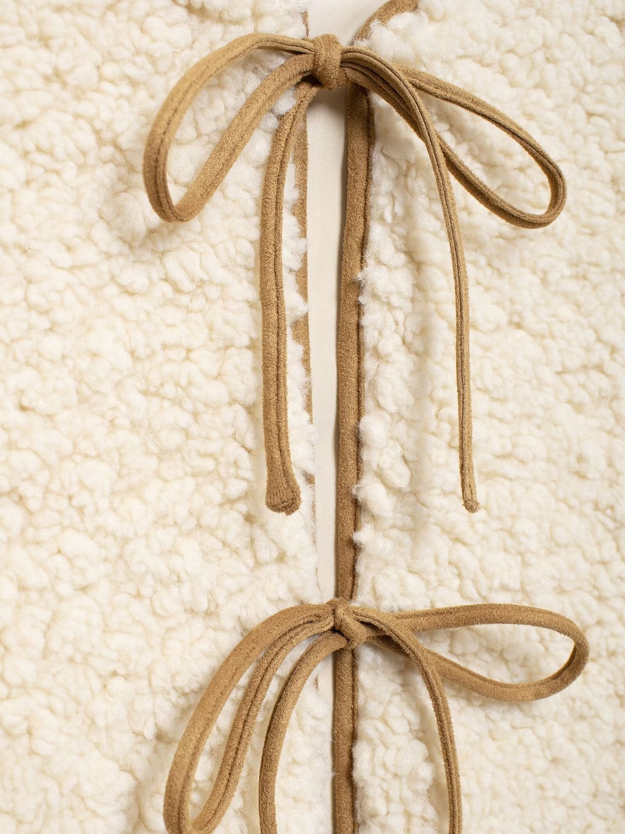 Lace Up Fleece Vest-Chicvia