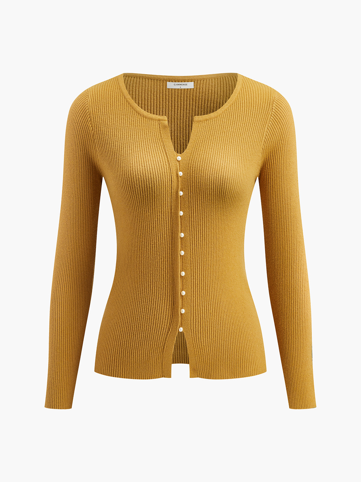 Plain Pearl Split Cardigan-Chicvia