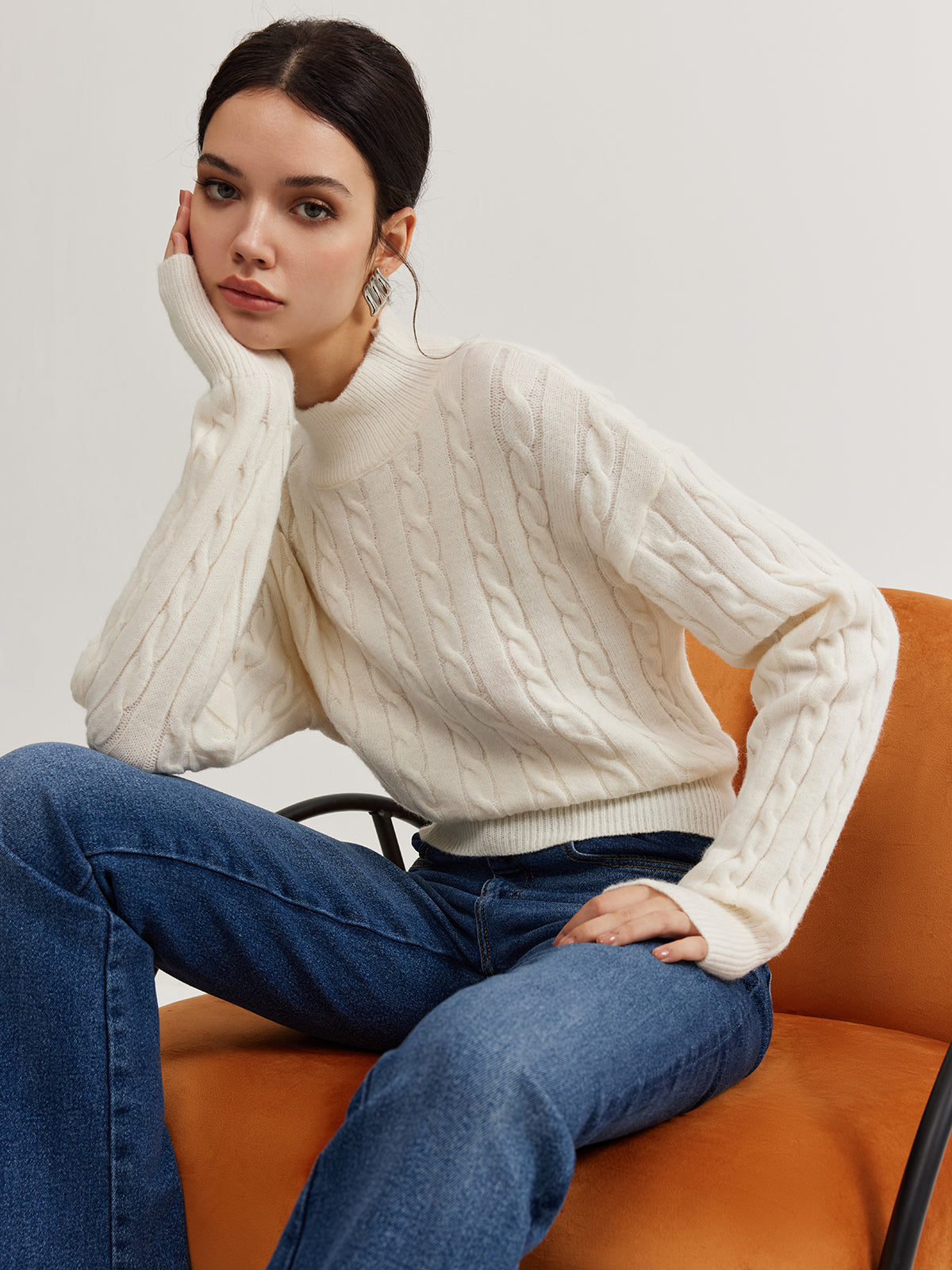 Plain Backless Bow Knit Top-Chicvia