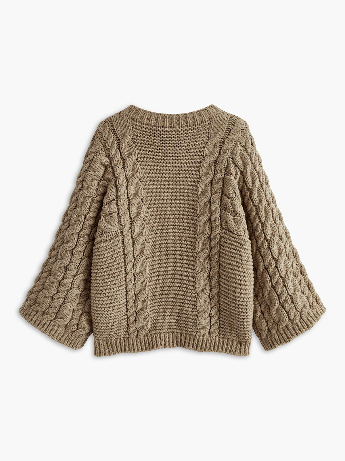 Leisure Round Neck Cable Knit Sweater-Chicvia