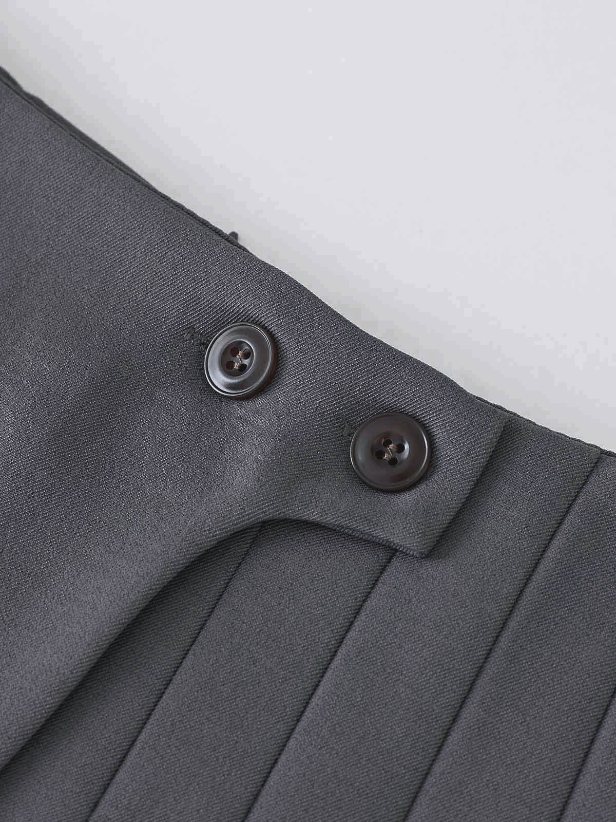Button Zipper Pleated Suit Skirt-Chicvia