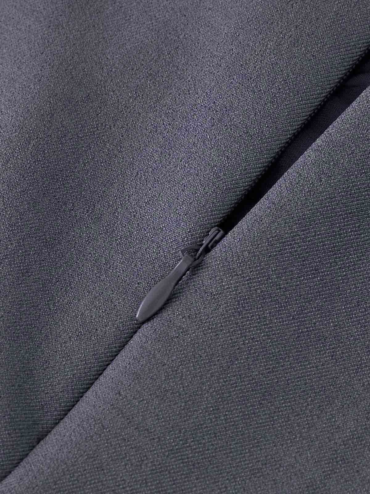 Button Zipper Pleated Suit Skirt-Chicvia