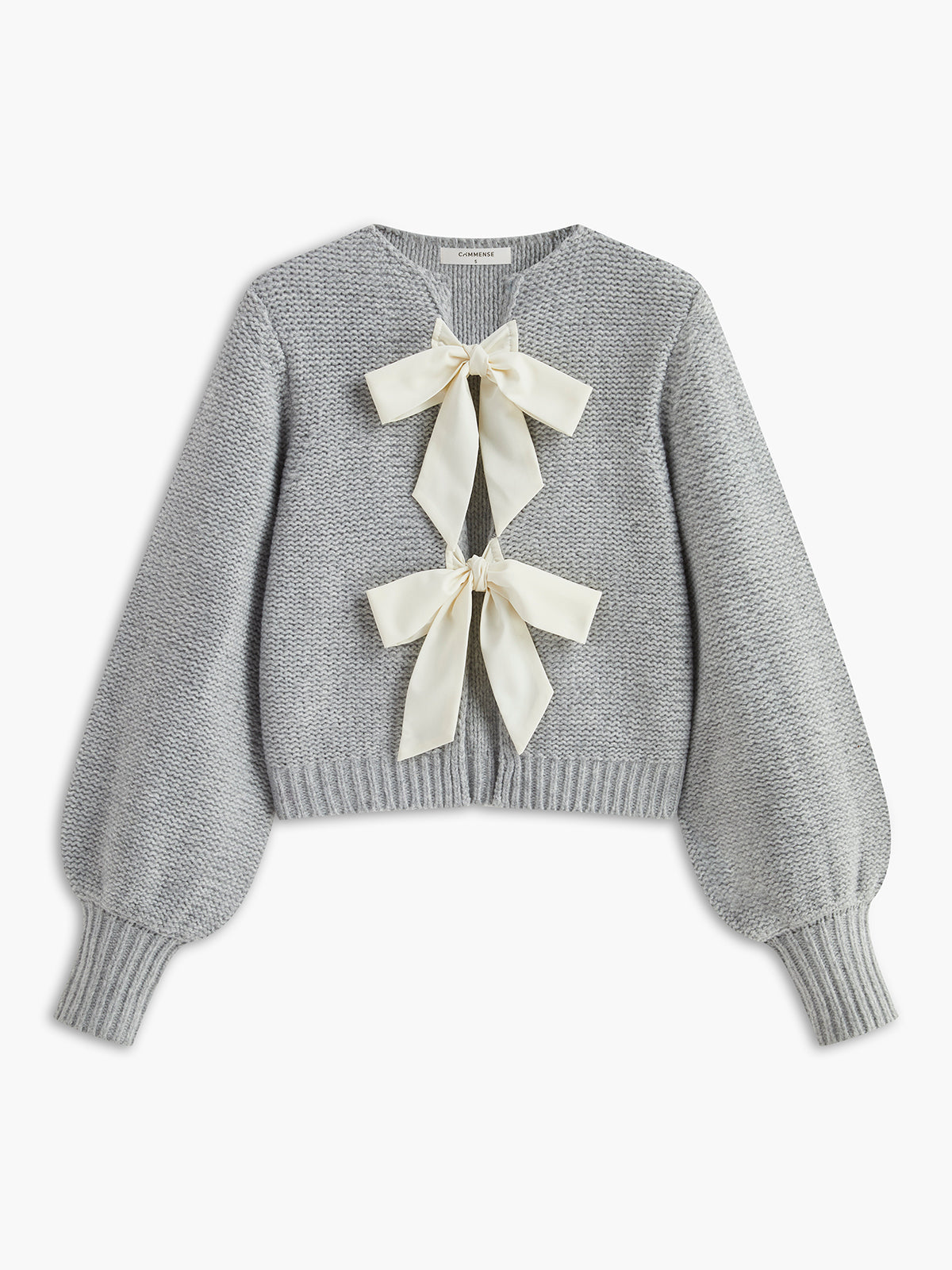 Crew Neck Bow Knit Top-Chicvia