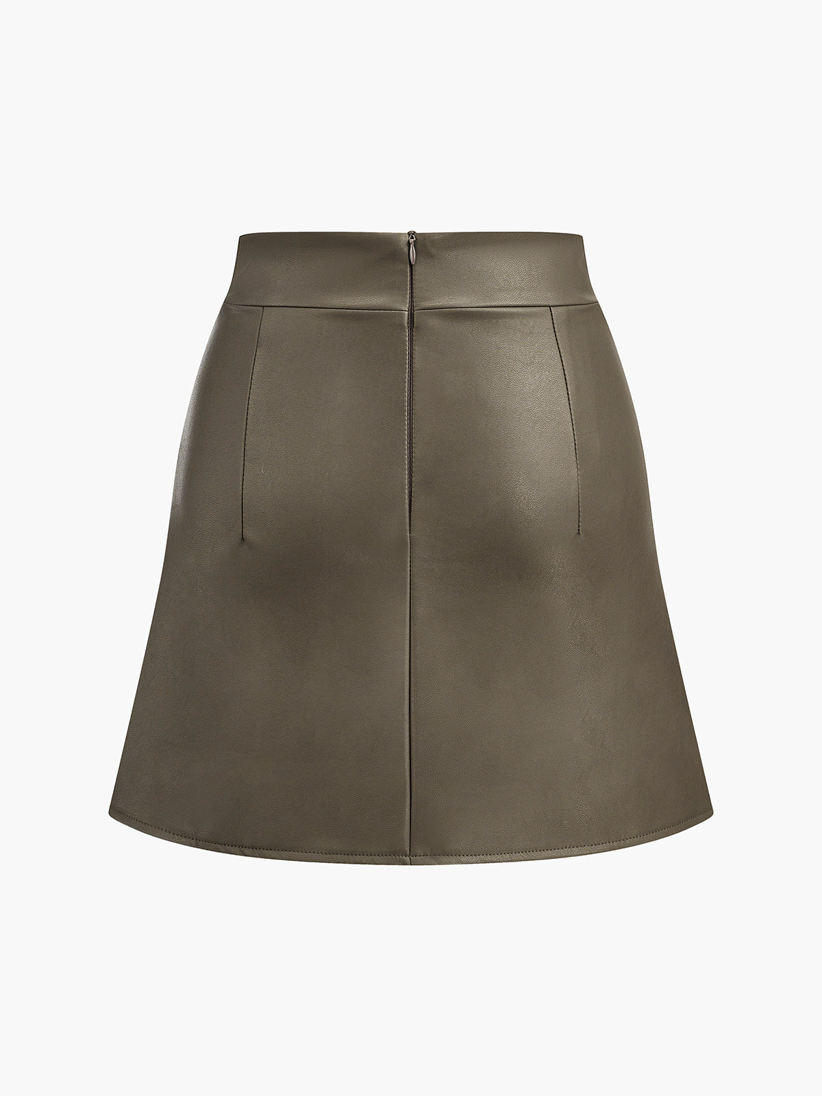 Faux Leather Pleated Skirt-Chicvia