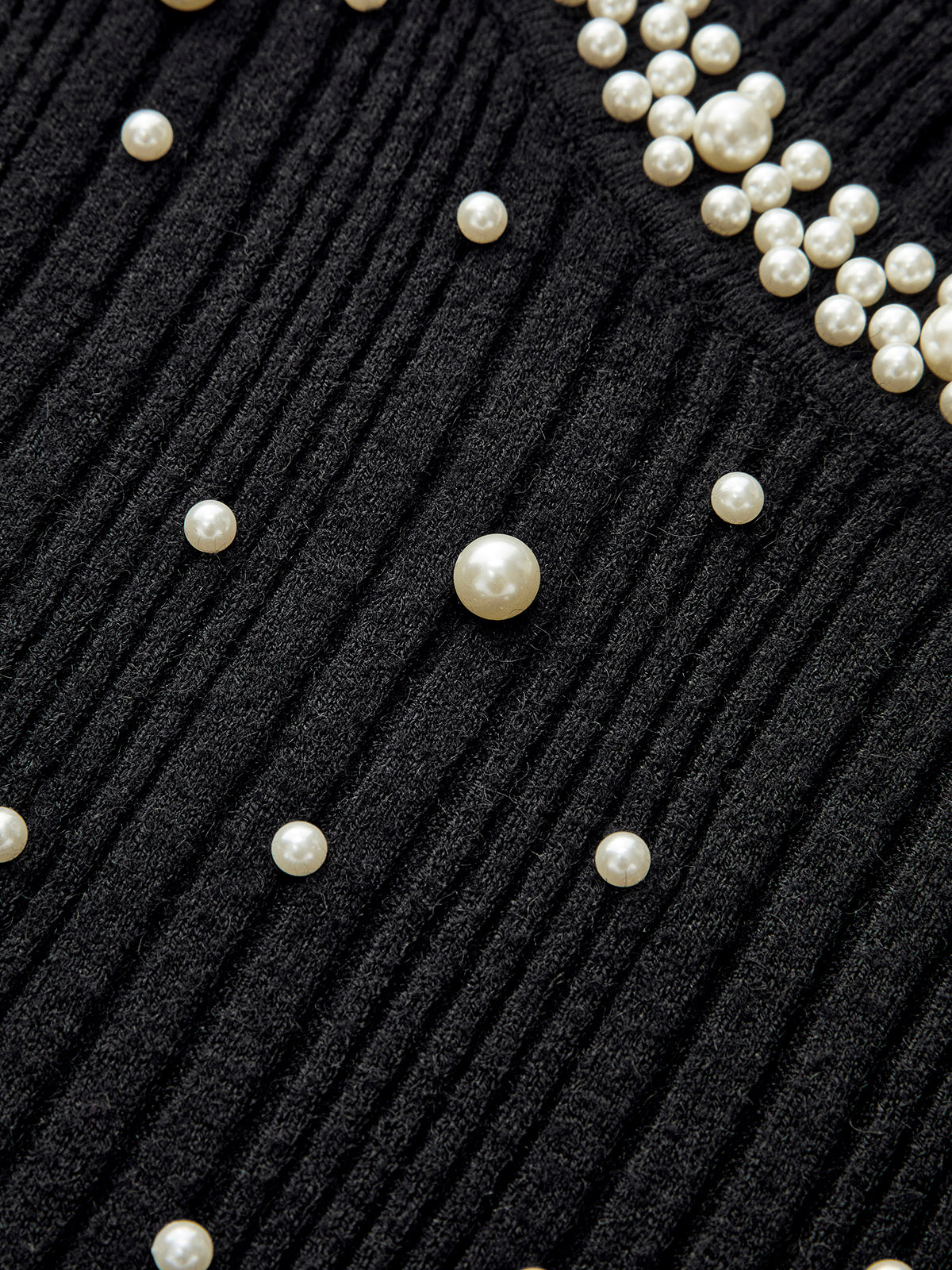 Pearl Decor Ruffle-Cuff Knit Top-Chicvia