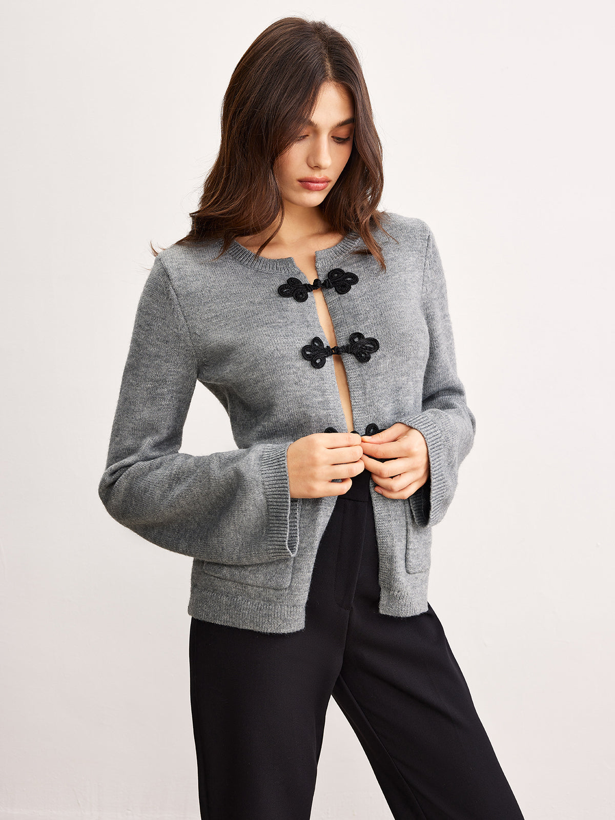 Leisure Chinese Knot Button Cardigan-Chicvia