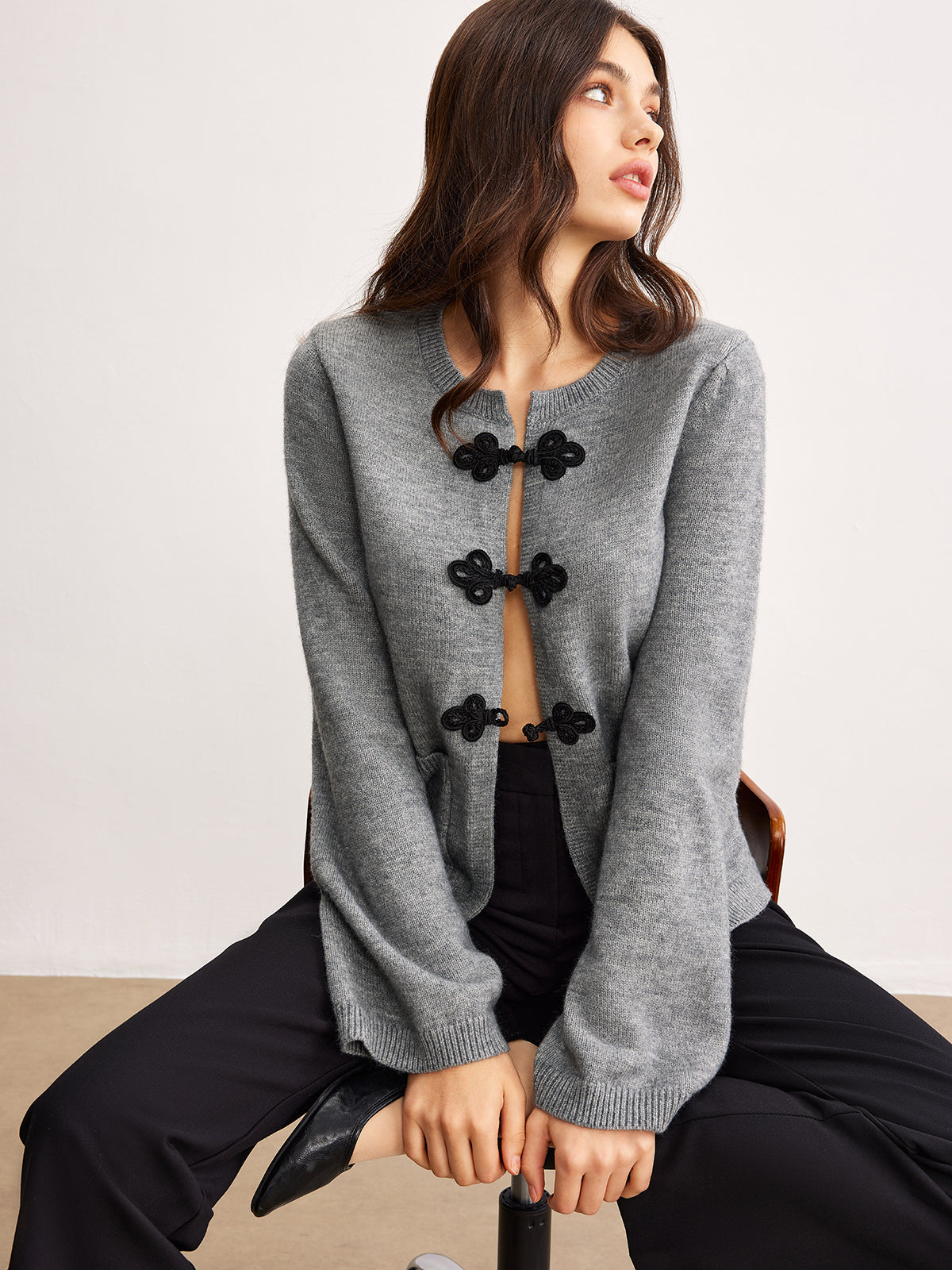 Leisure Chinese Knot Button Cardigan-Chicvia