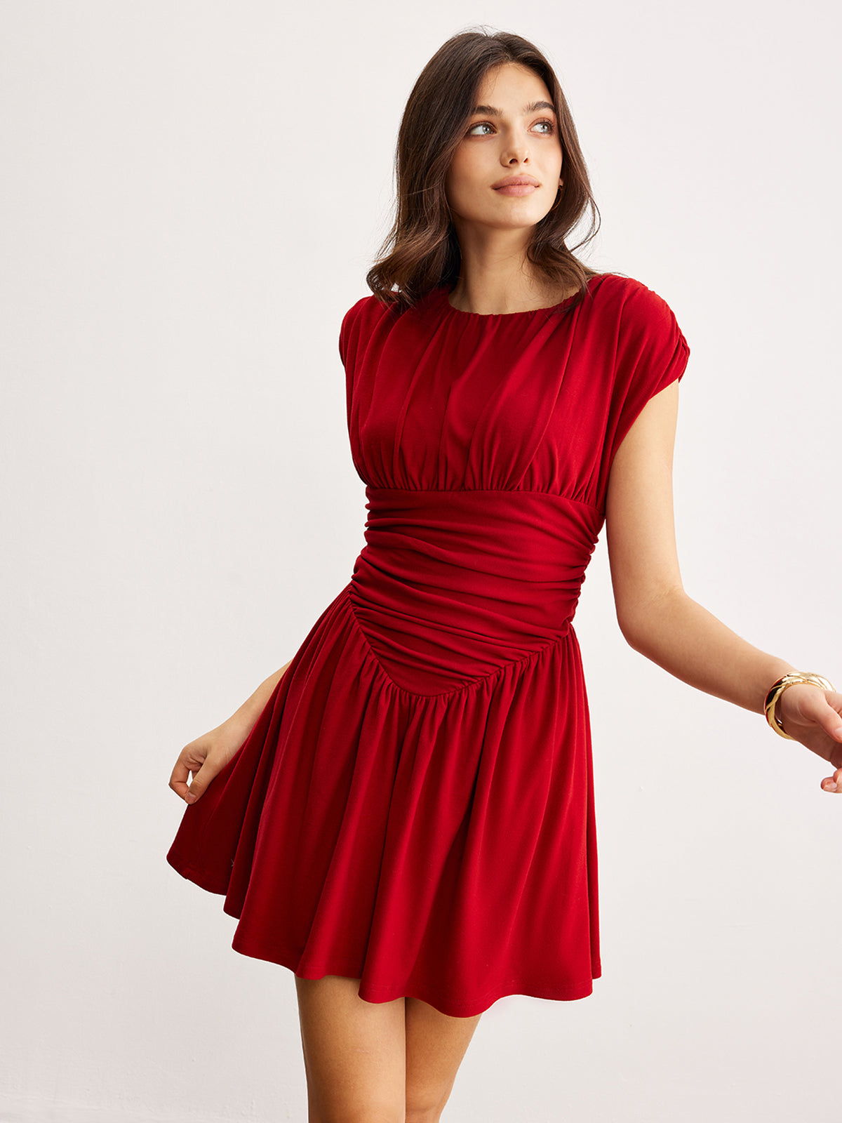 Elegant Pleated Ruffle Dress-Chicvia