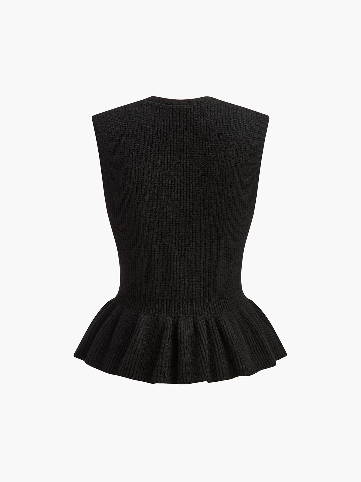 Ribbed Ruffle Sweater Vest-Chicvia