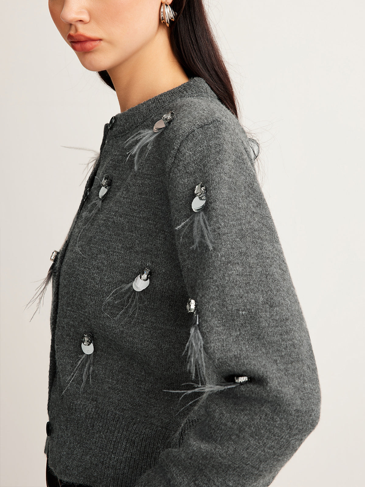 Leisure Button Sequins Cardigan-Chicvia