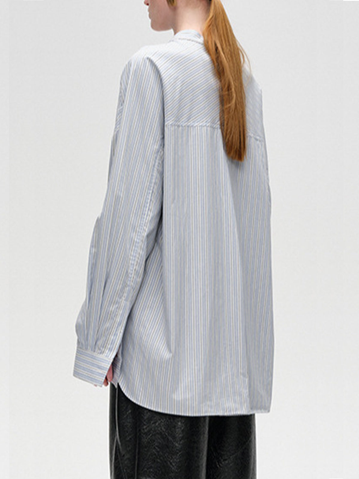 Cotton Contrast Trim Pinstripe Polo Shirt-Chicvia