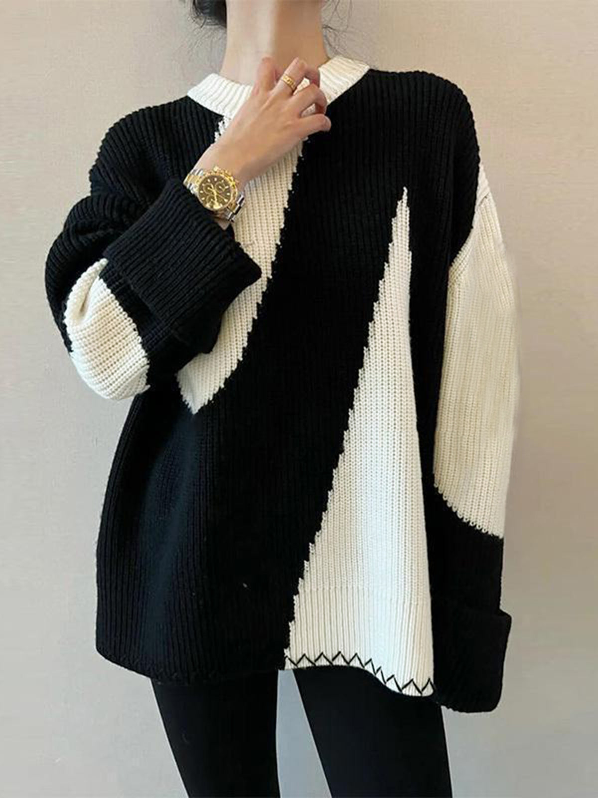 Oversized Zebrataur Sweater-Chicvia