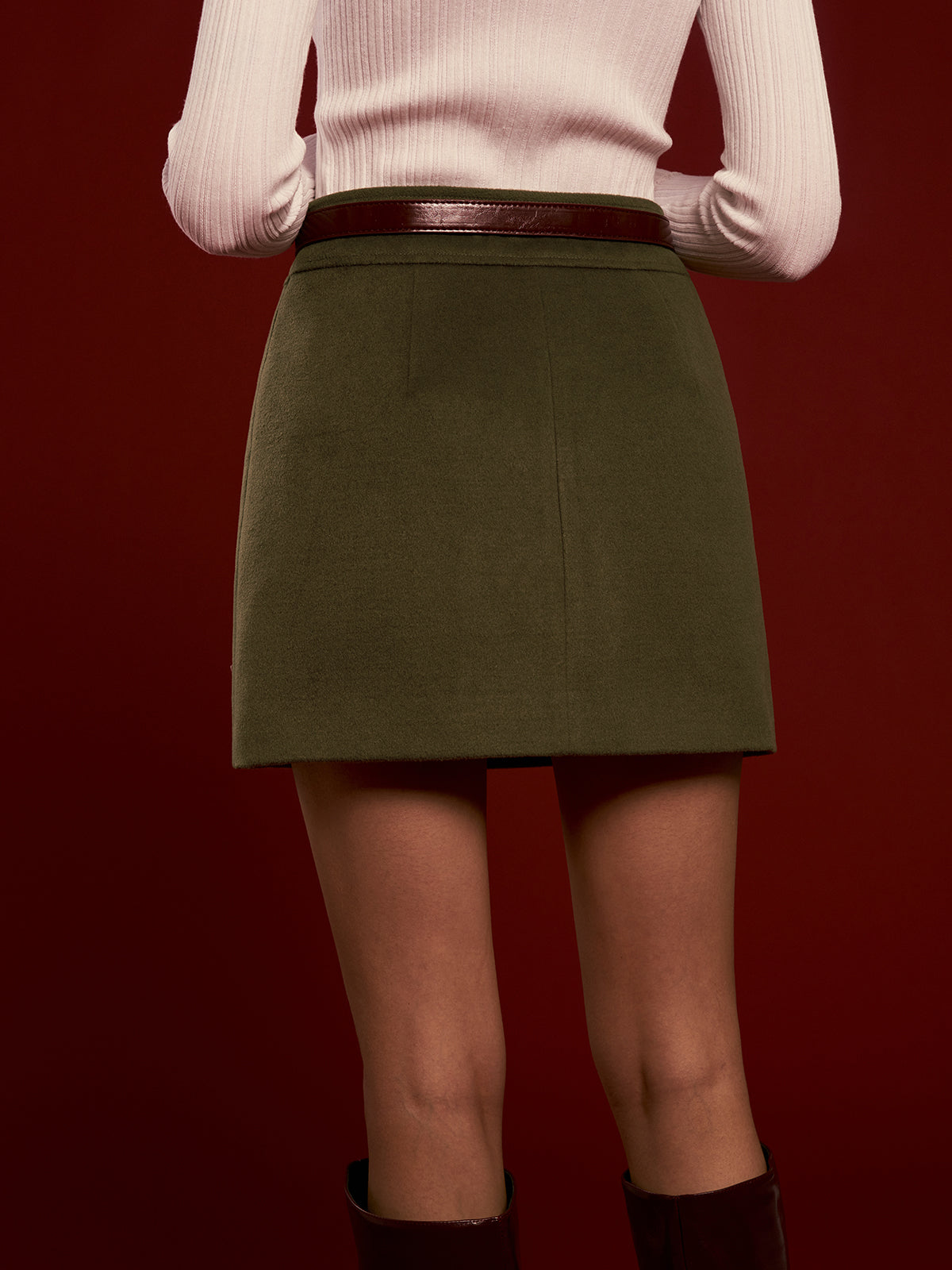 High-Waist A-Line Skirt Without Belt-Chicvia