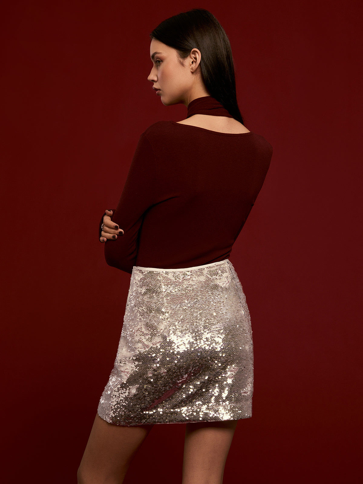 Minimalist Jersey Top With Scarf-Chicvia