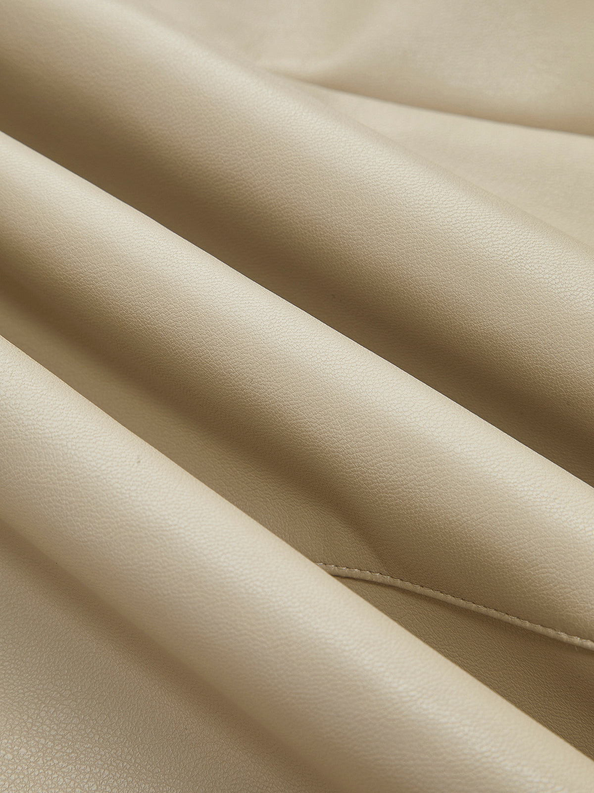 Faux Leather Piping Sit Midi Skirt-Chicvia