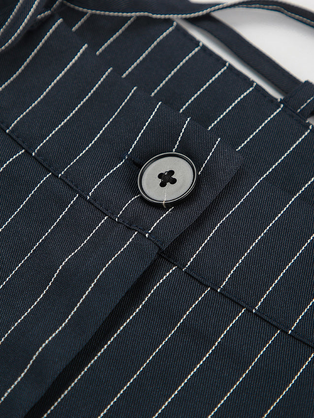 Drawstring Pinstripe Wide-Leg Pants-Chicvia