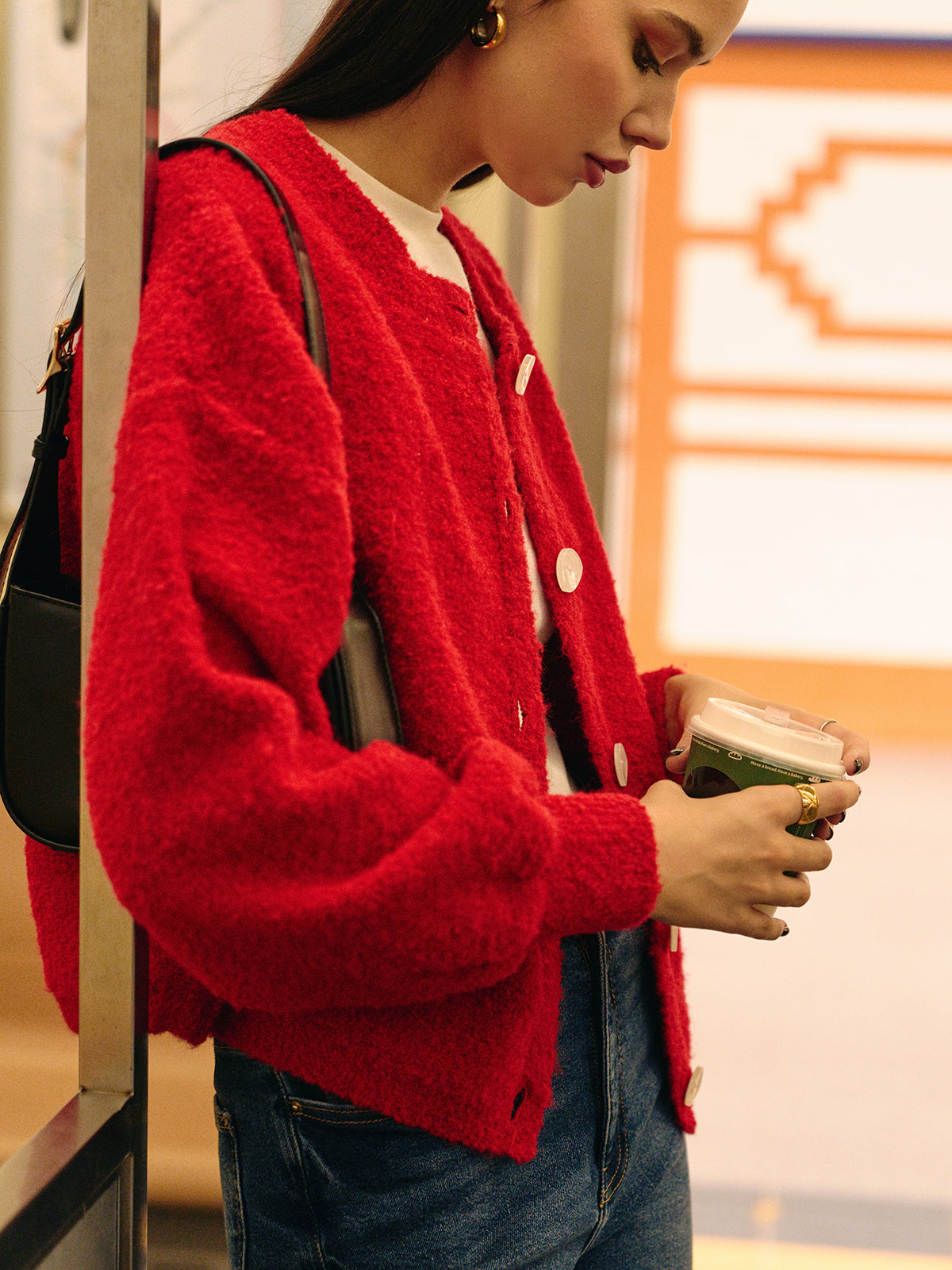 Casual Wool-Blend Button Cardigan-Chicvia