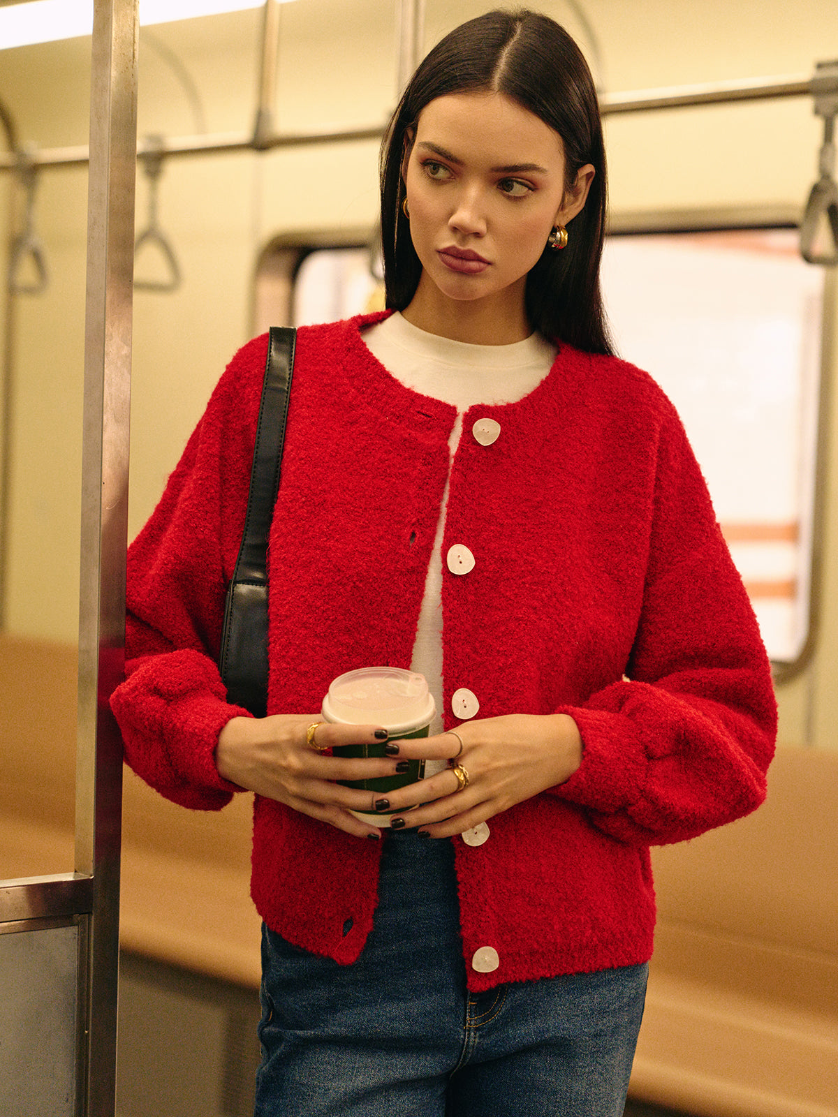 Casual Wool-Blend Button Cardigan-Chicvia