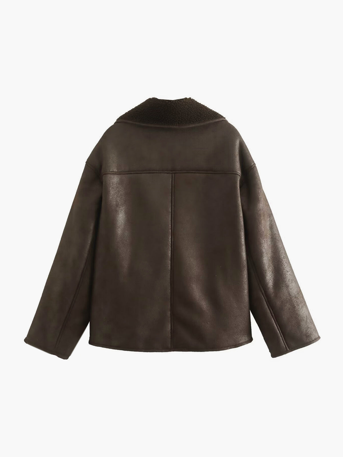 Lapel Faux Leather Warm Jacket-Chicvia