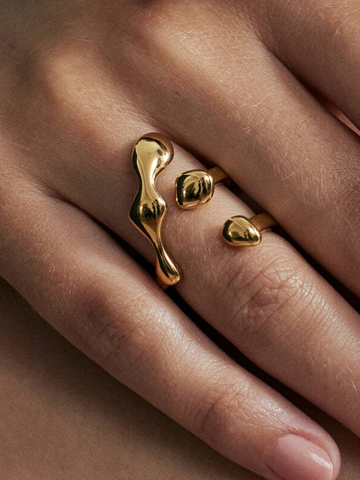 Liquid Lava Adjustable Open Ring-Chicvia