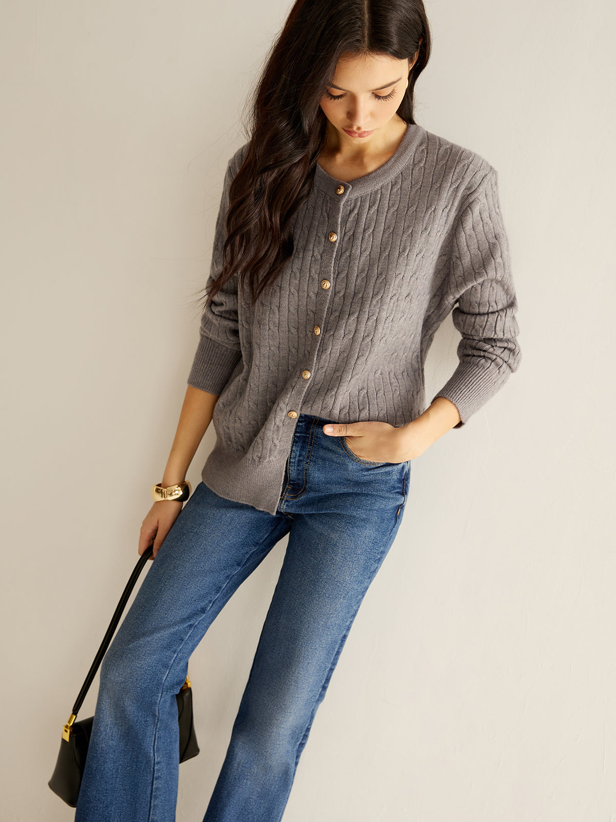 Button Down Twist Slim Cardigan-Chicvia