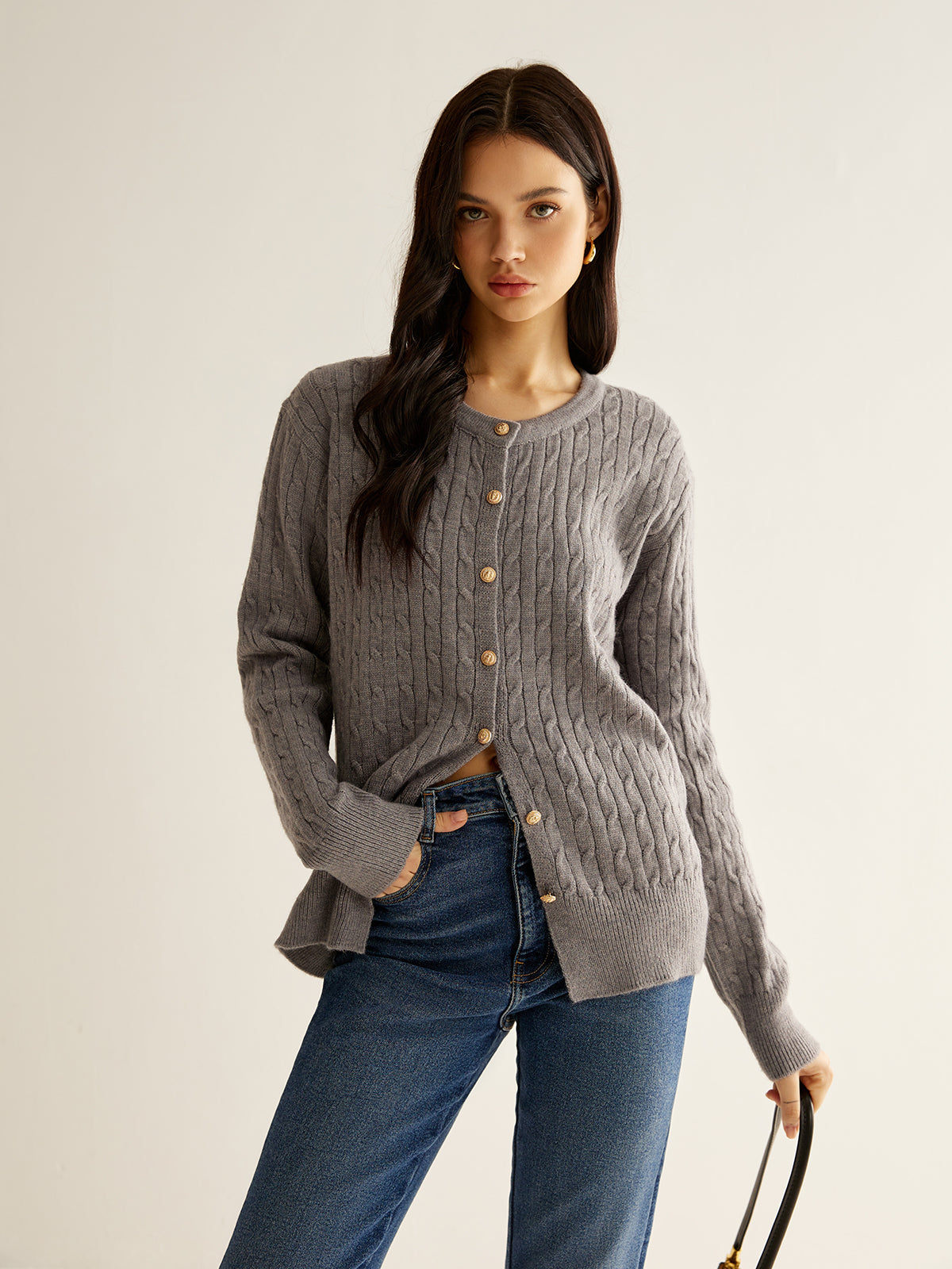 Button Down Twist Slim Cardigan-Chicvia