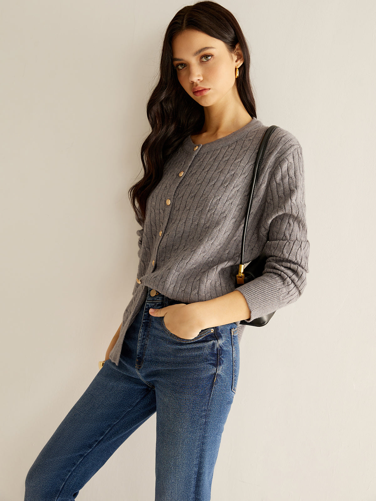 Button Down Twist Slim Cardigan-Chicvia