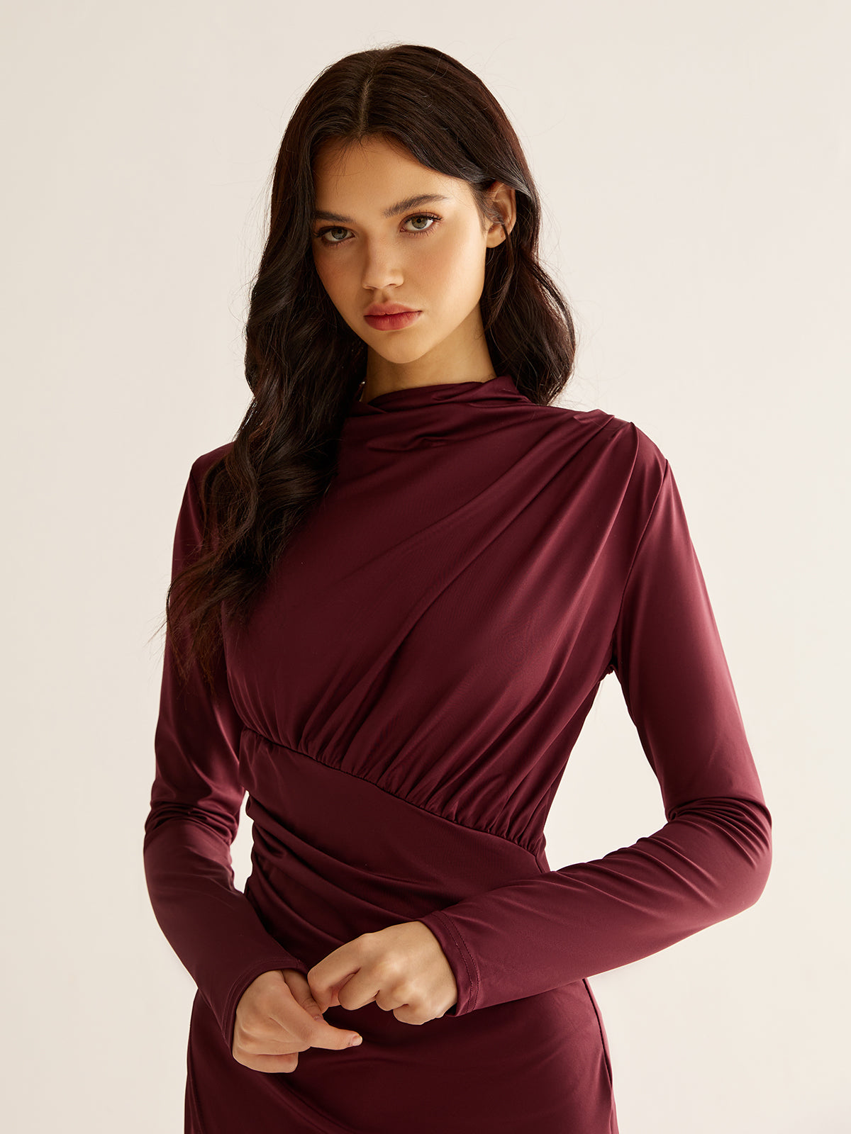Elegant Pleated Split Dress-Chicvia