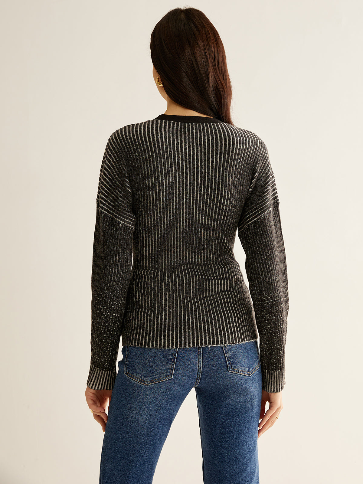 Ombre Button Slim Cardigan-Chicvia