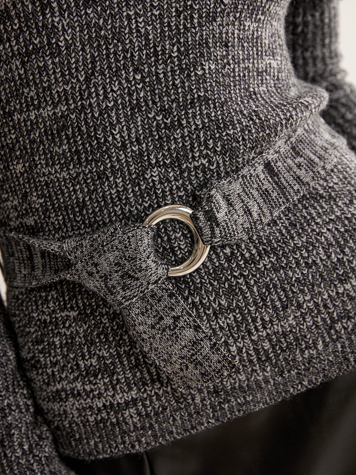 Off-Shoulder Belted Sweater-Chicvia