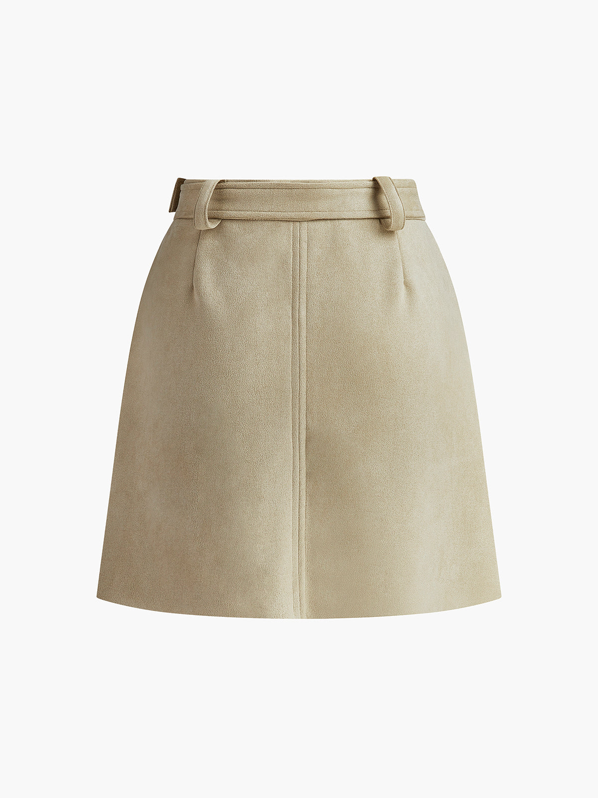 Belted Suede Effect Mini Skirt-Chicvia