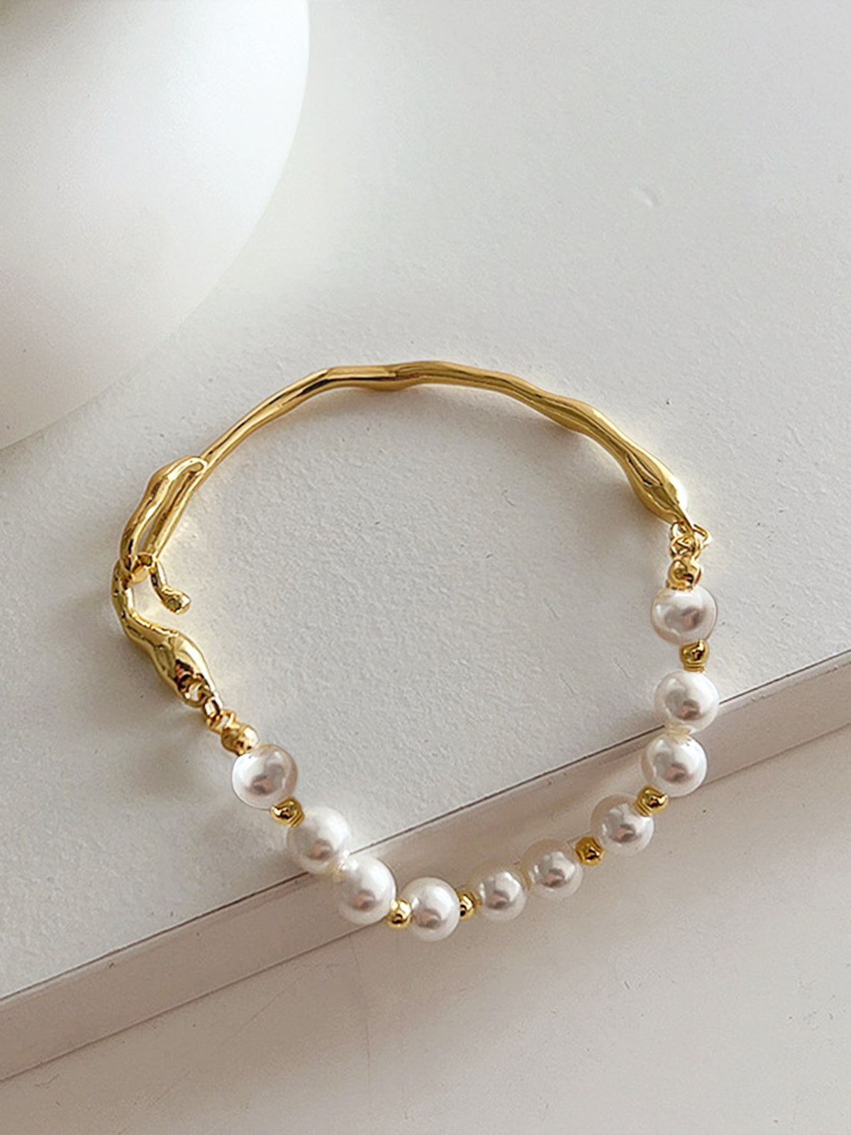 Irregular Metal Pearl Bracelet-Chicvia