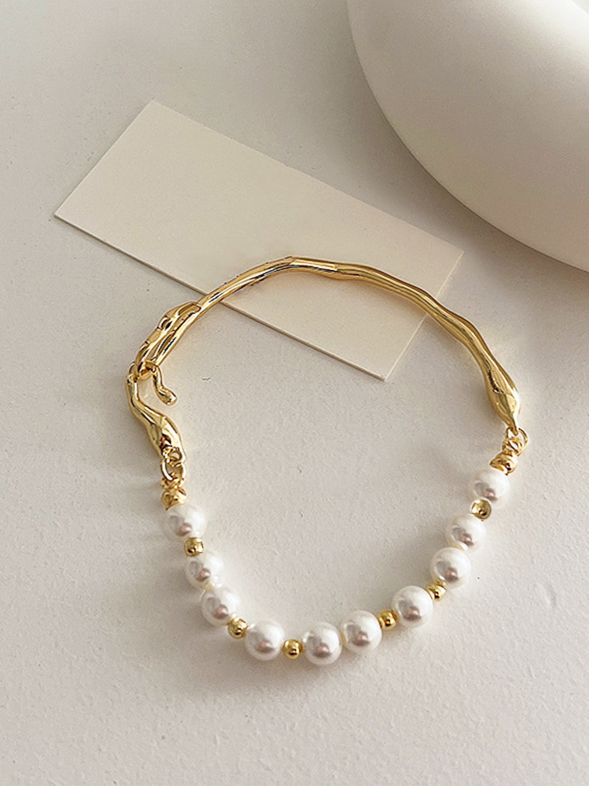 Irregular Metal Pearl Bracelet-Chicvia