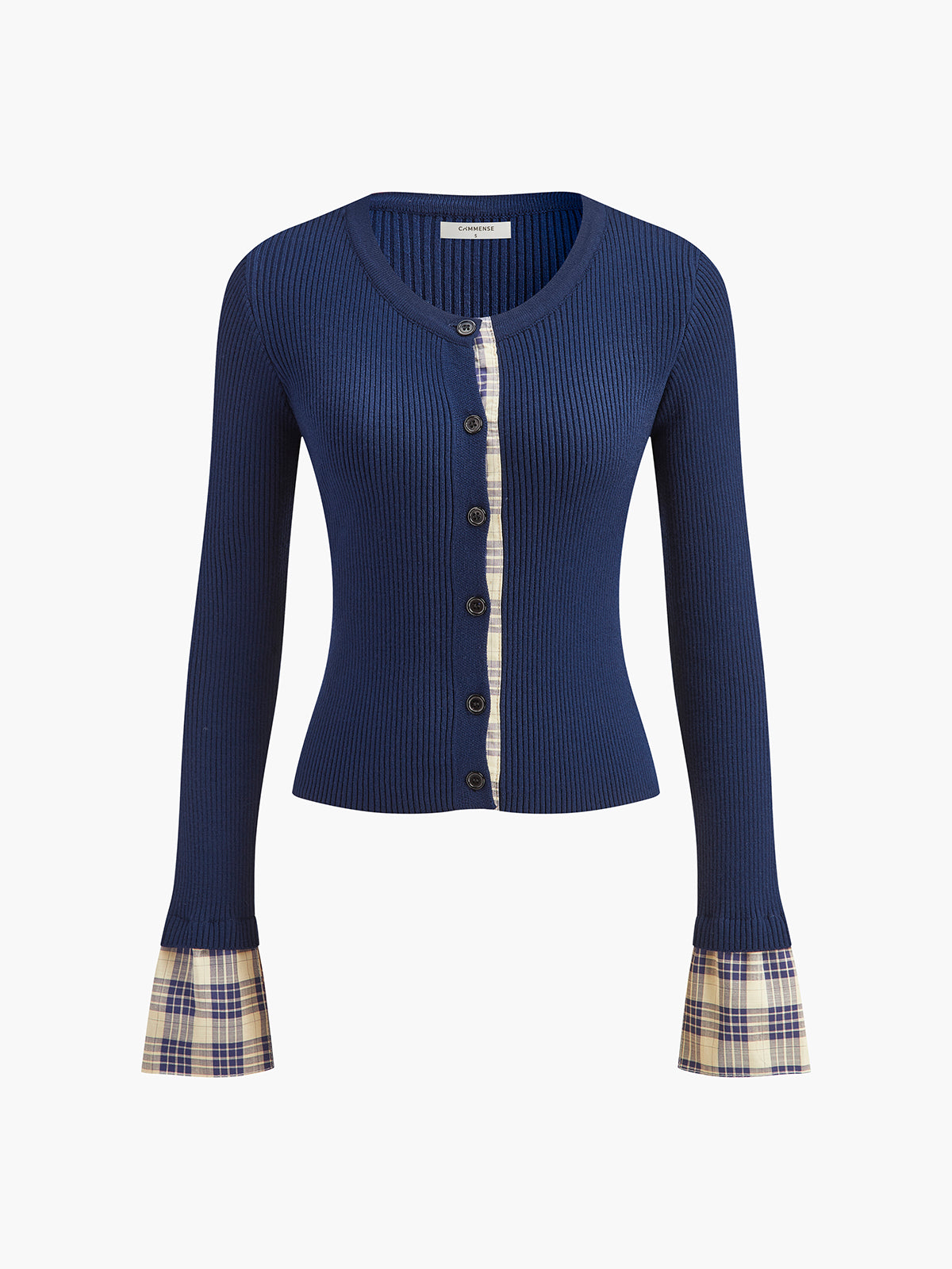 Color Block Button Panel Cardigan-Chicvia